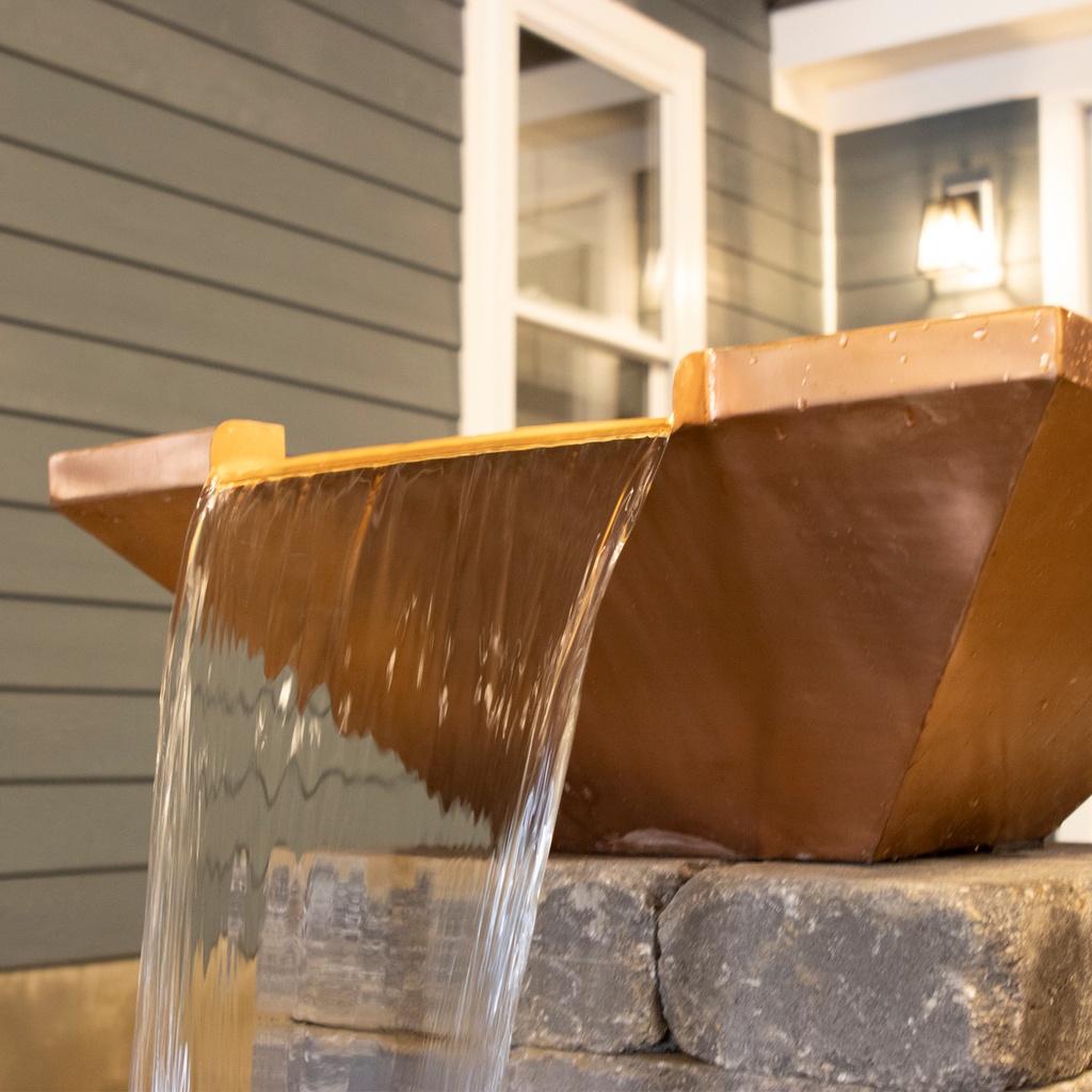 26&quot; COPPER BOWL - SQUARE - 12&quot; SPILLWAY