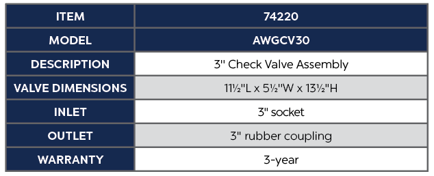 3&quot; CHECK VALVE ASSEMBLY