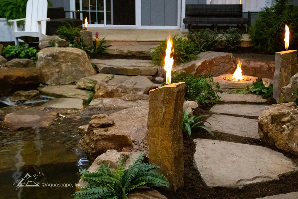 FIRE AND WATER BASALT COLUMN TORCH