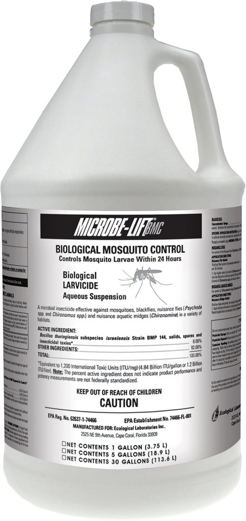 1 gal. ML BMC Liquid Mosquito Control use large lakes [N.A. NY , RI, TX, CANADA]