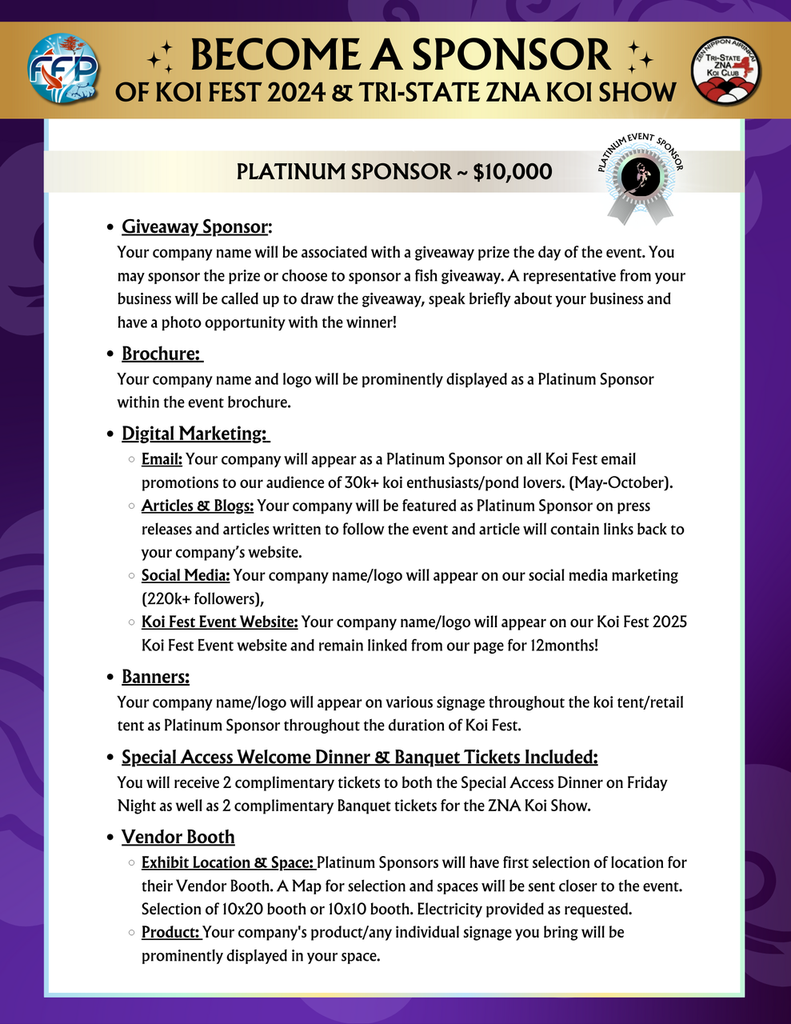 Platinum Sponsor - Koi Fest 2025
