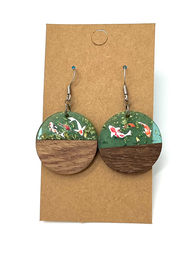 [Lucky-koi-wood-resin-earrings] Lucky Koi, Wood &amp; Resin Earrings
